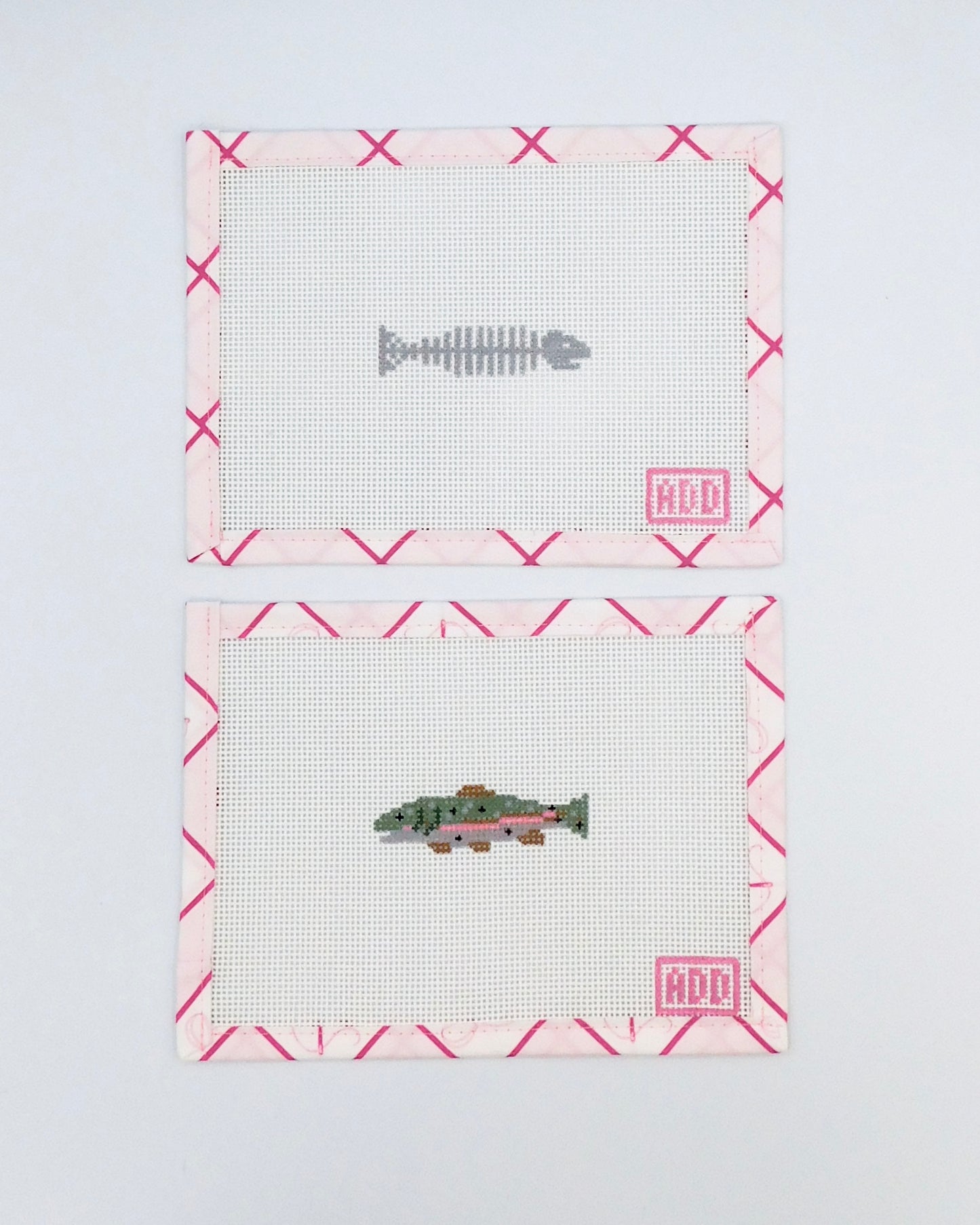 Mini Trout & Fish Bones Needlepoint Canvases