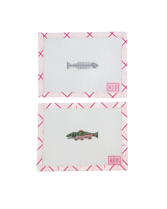 Mini Trout & Fish Bones Needlepoint Canvases