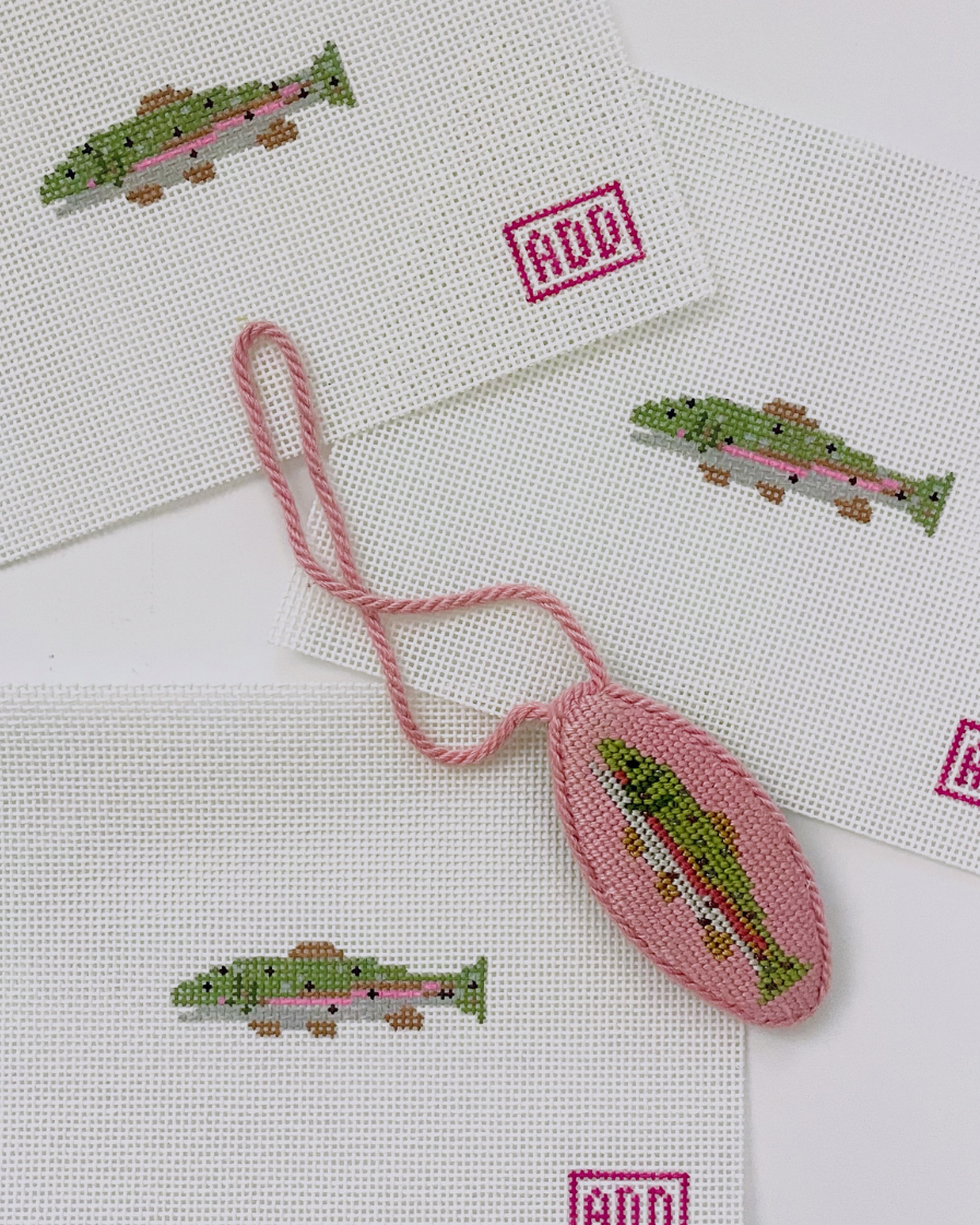 Mini Trout & Fish Bones Needlepoint Canvases